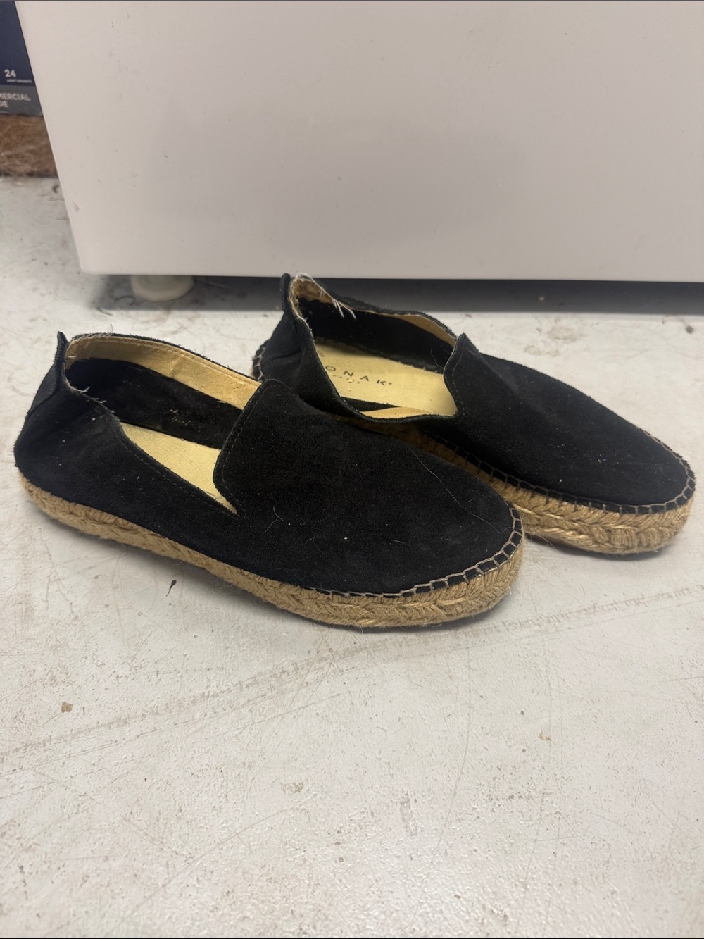 JONAK Black Espadrille Slip-On Shoes - Size 39
